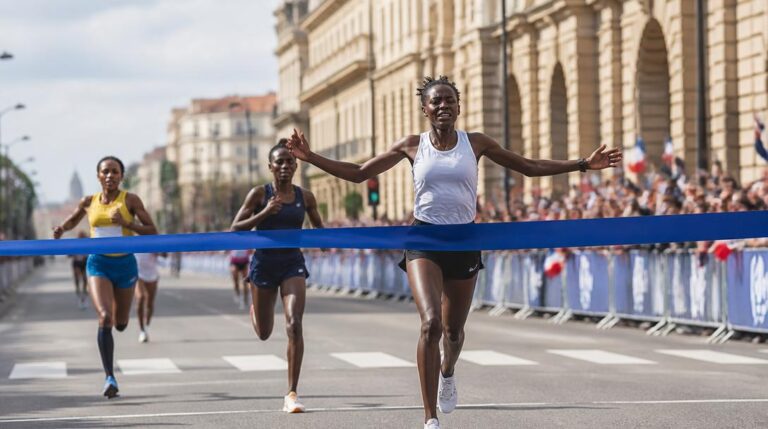 Coureurs à l’arrivée du classement du Marathon de Paris 2026