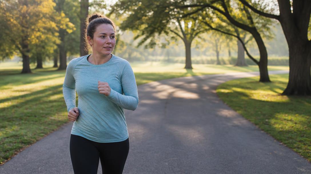 Débutante apprend comment commencer à courir au parc