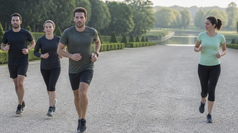 Coureurs sur une allée de jardin pour 15 km