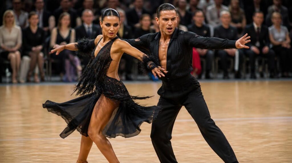 Couple en danse sportive lors d’une compétition