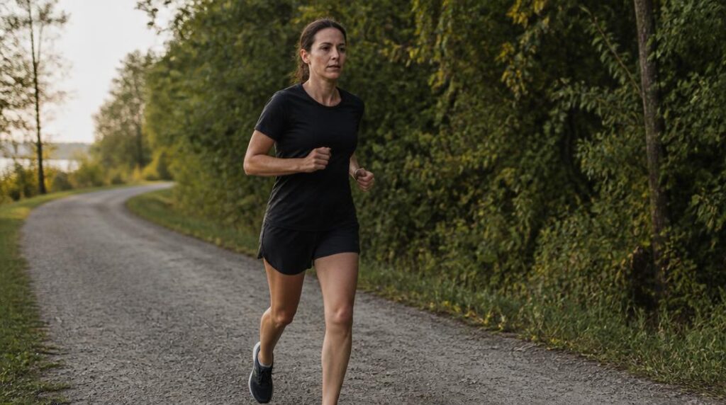 Coureur en endurance fondamentale pendant une sortie longue