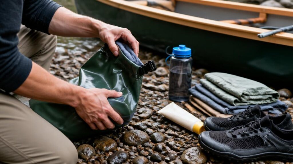 Sac étanche et équipement pour randonnée canoë