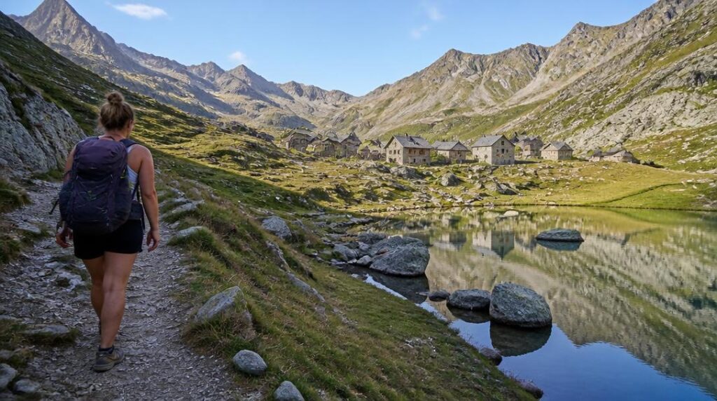 Lac d'altitude sur un itinéraire de randonnée montagne
