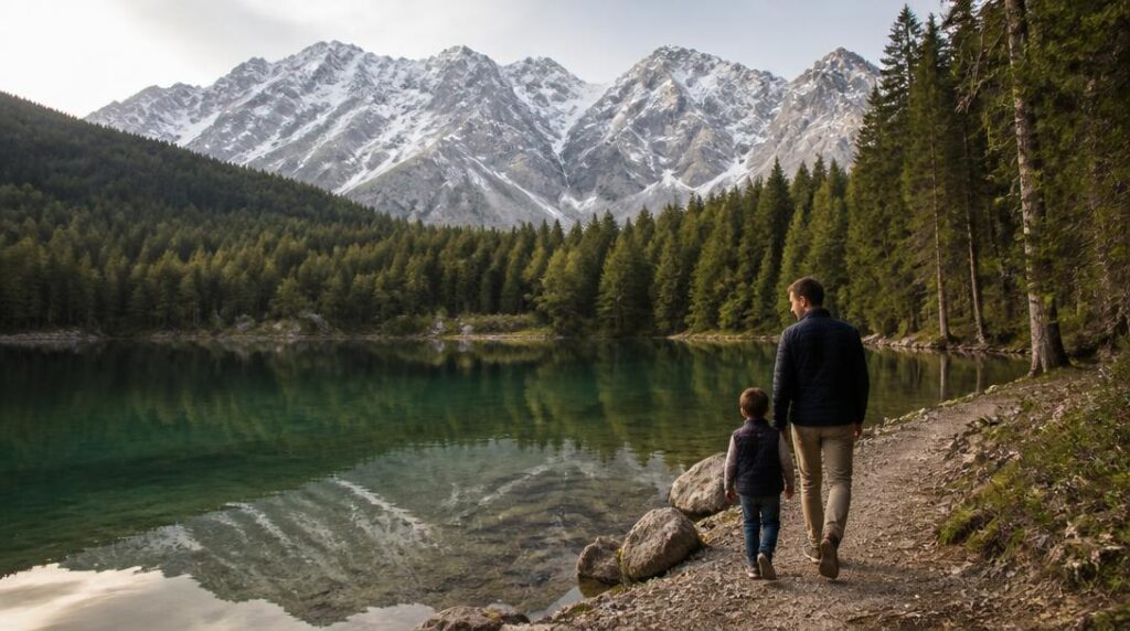 Balade familiale autour d’un lac vert alpin