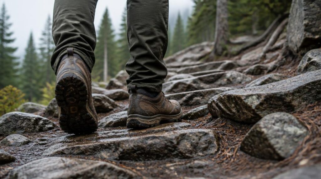 Marches rocheuses sur le sentier du lac de Gaube