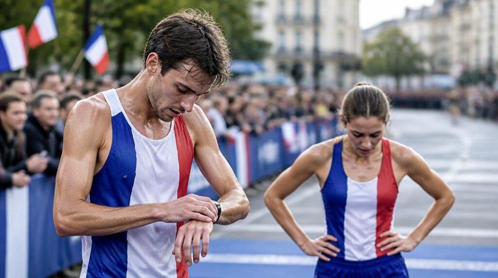 Athlètes français après le Marathon de Paris 2026