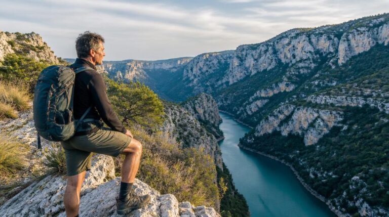 Randonneur en randonnée dans les Gorges du Verdon