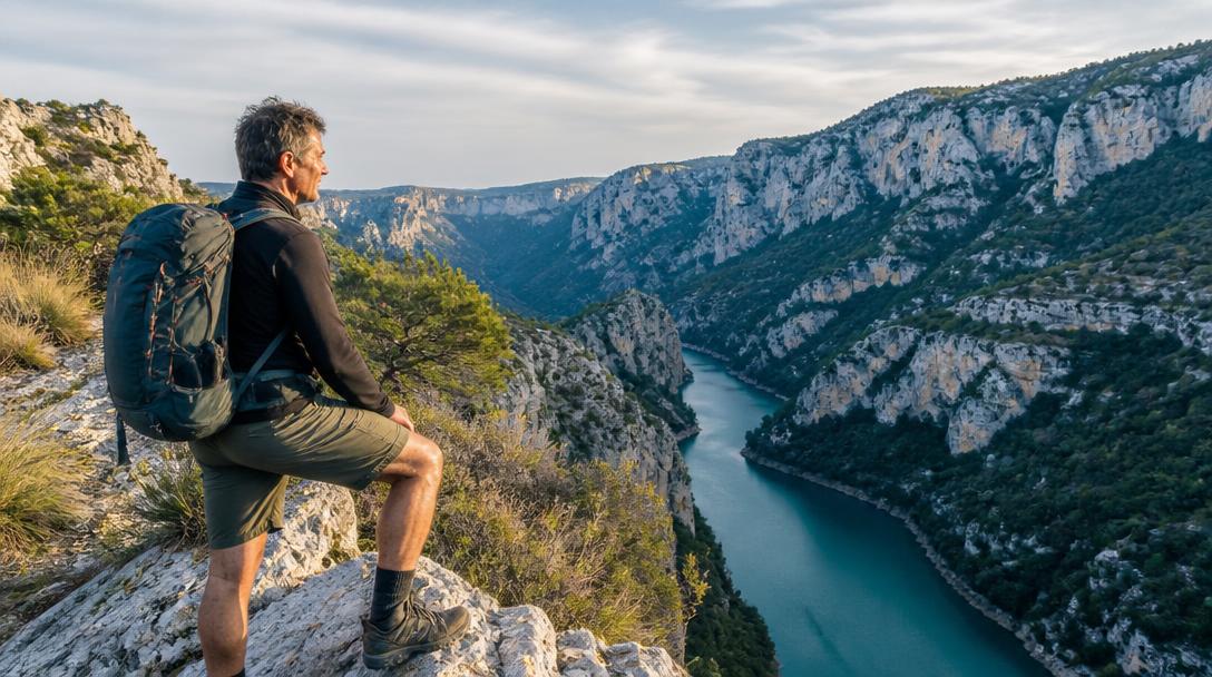 Randonneur en randonnée dans les Gorges du Verdon