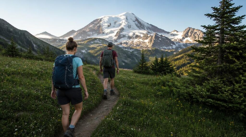 Randonneurs sur un itinéraire alpin de plusieurs jours