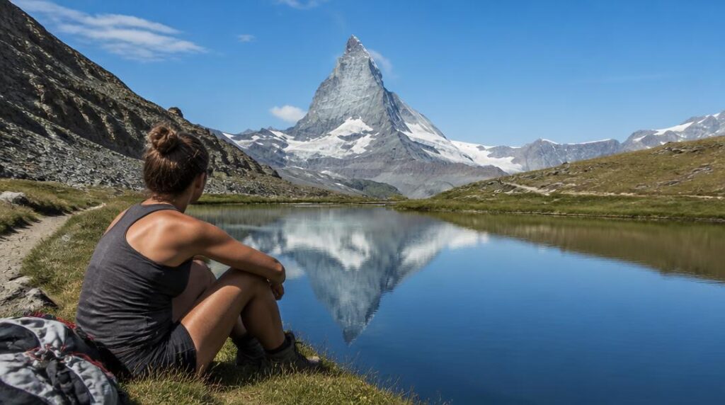 Lac d'altitude et sommet pour randonnée en montagne