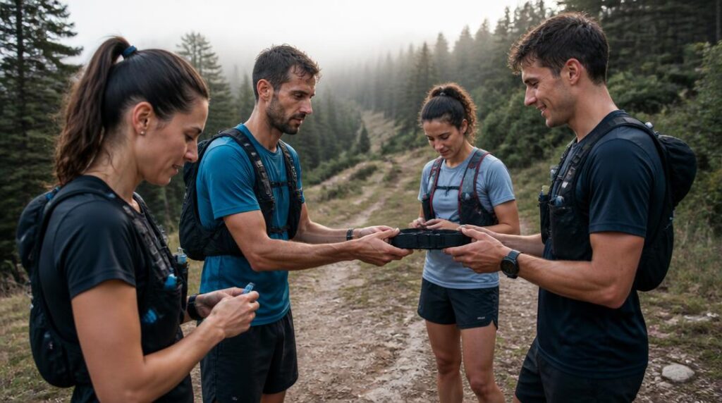 Équipe de relais sur un parcours de trail