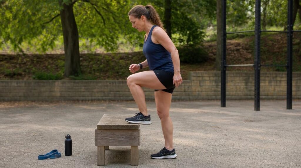 Coureur en renforcement musculaire pour le running