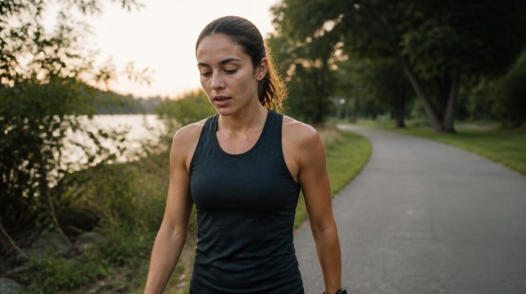 Coureur qui reprend son souffle en course à pied