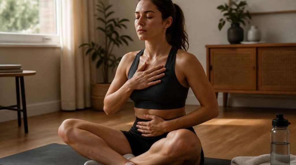 Coureur pratiquant la respiration diaphragmatique running