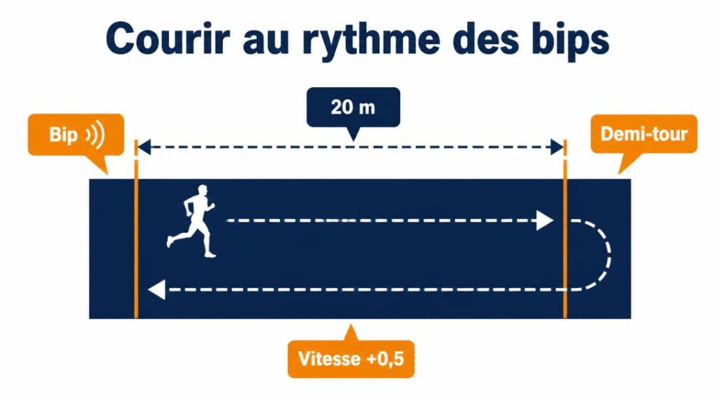 Schéma de course navette sur 20 mètres