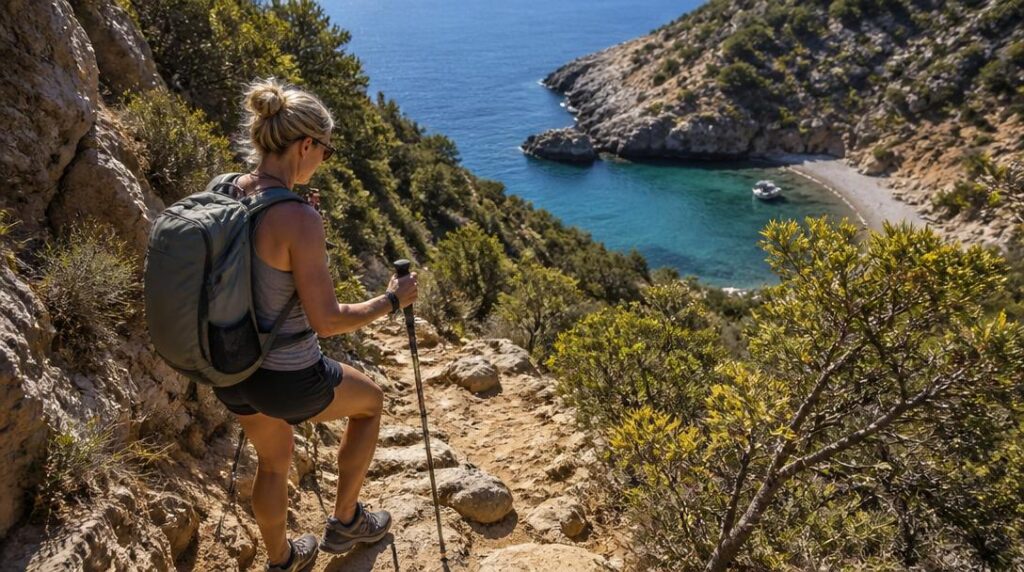 Sentier de randonnée Calanques vers un petit port