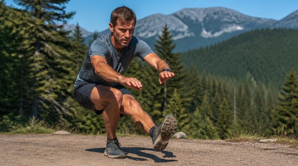 Squat jump unipodal pour explosivité trail