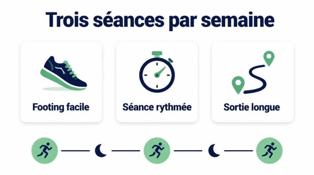Schéma des séances hebdomadaires pour un plan 10 km