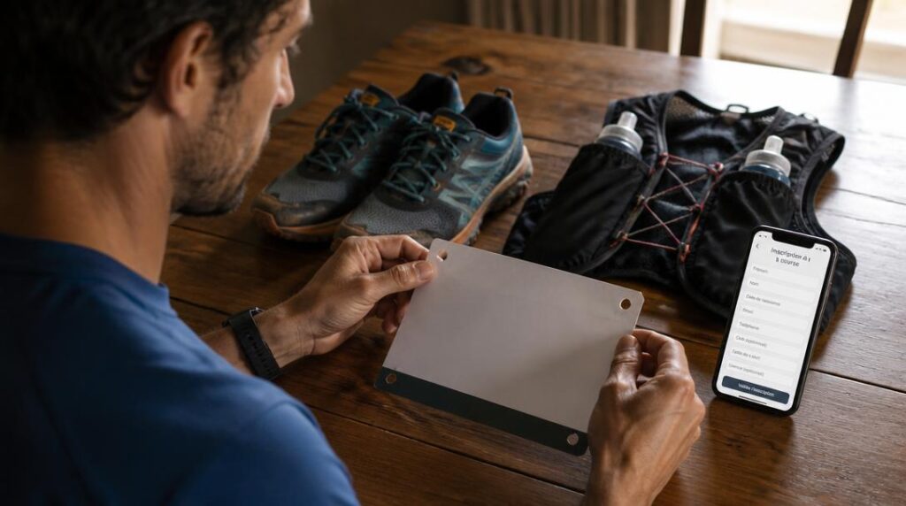 Dossard et inscription trail avant la course