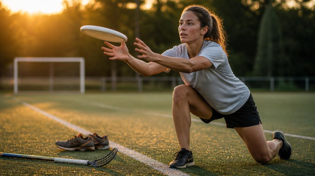 Athlète illustrant les sports en U sur un terrain