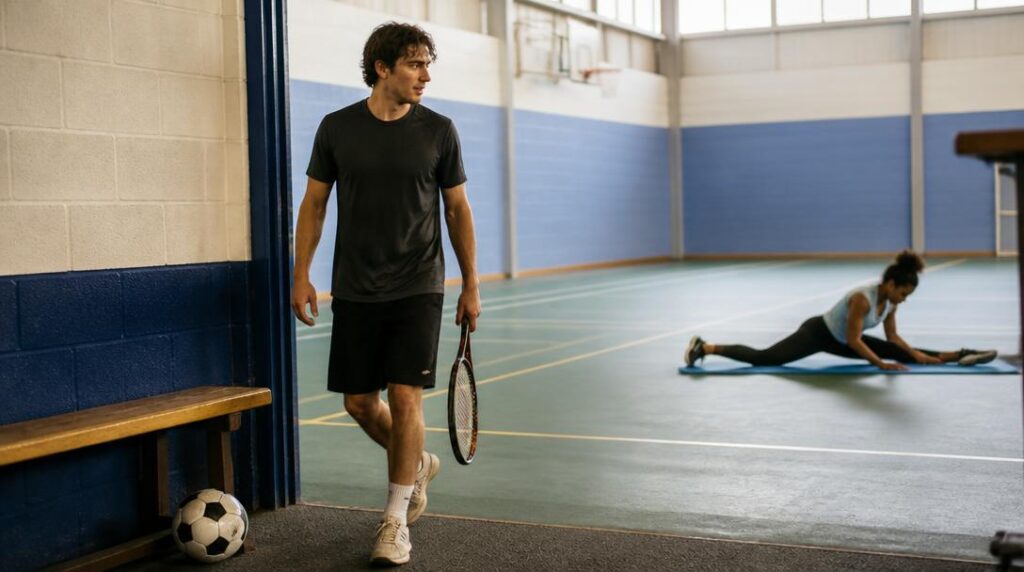 Entraînement football tennis et fitness en salle