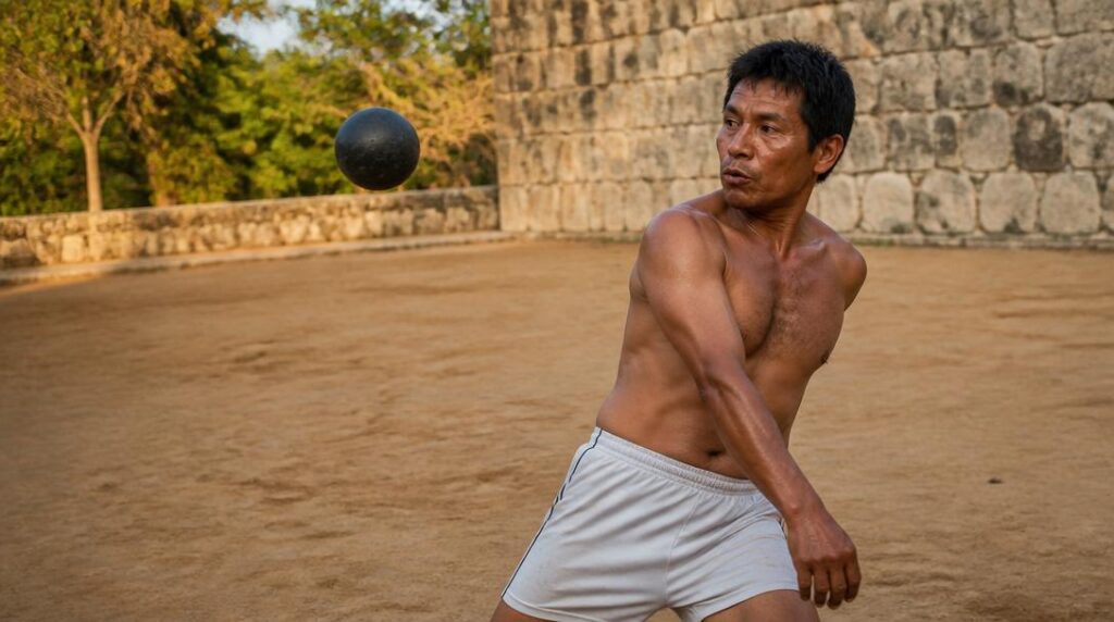 Pratiquant d’ulama lors d’un jeu de balle